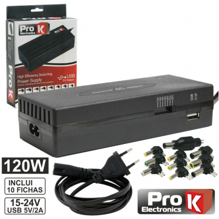 Alimentador ProK 120W USB Switching 15-24V 6A